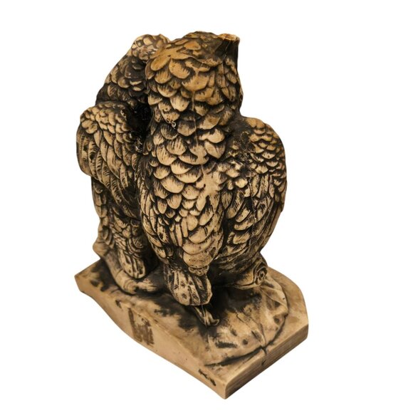Vintage Owl Figurine Sculpture On Branch Resin Home Decor Collectible - Picture 2 of 16
